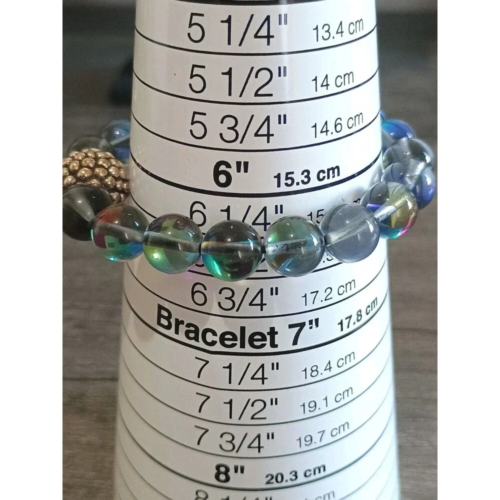 Sterling Silver Mermaid Glass Beaded Stretch Bracelet Tested